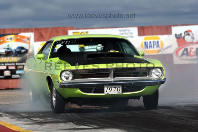 Green 1970 Baracuda at the Drags