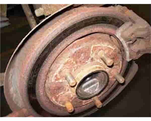 rusted brake rotor with small brake surface